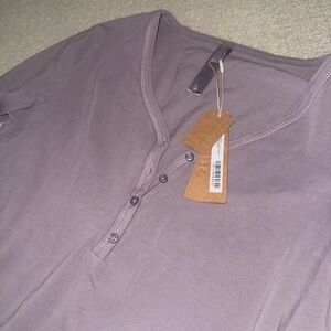 SKIMS New Vintage Henley Long Sleeve Shirt in Zinc